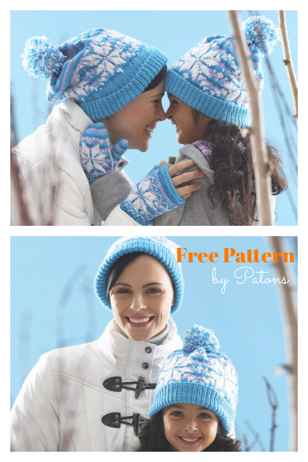Girls Fair Isle Snowflake Hat Scarf & Mittens Knitting Pattern 2-5yrs - 0293 