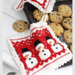 3 Little Snowmen Christmas Potholder Free Knitting Pattern
