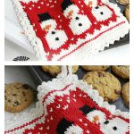 3 Little Snowmen Christmas Potholders Free Knitting Pattern