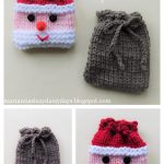 Christmas Santa and His Sack Gift Bags Free Knitting Pattern