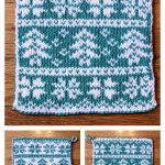 Christmas Tree in Snow Potholder Free Knitting Pattern