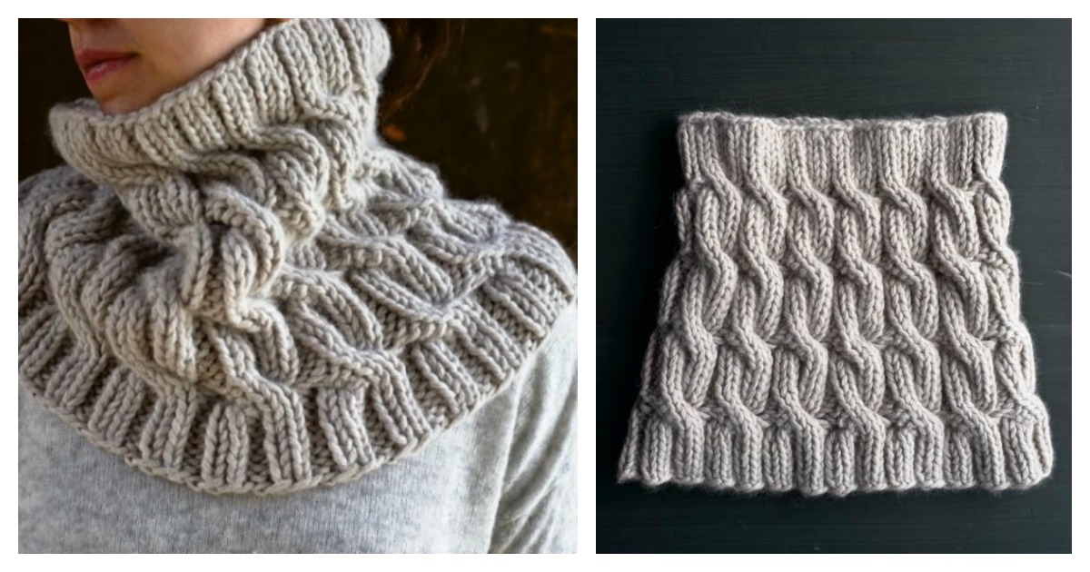 5 Chunky Cable Cowl Free Knitting Pattern