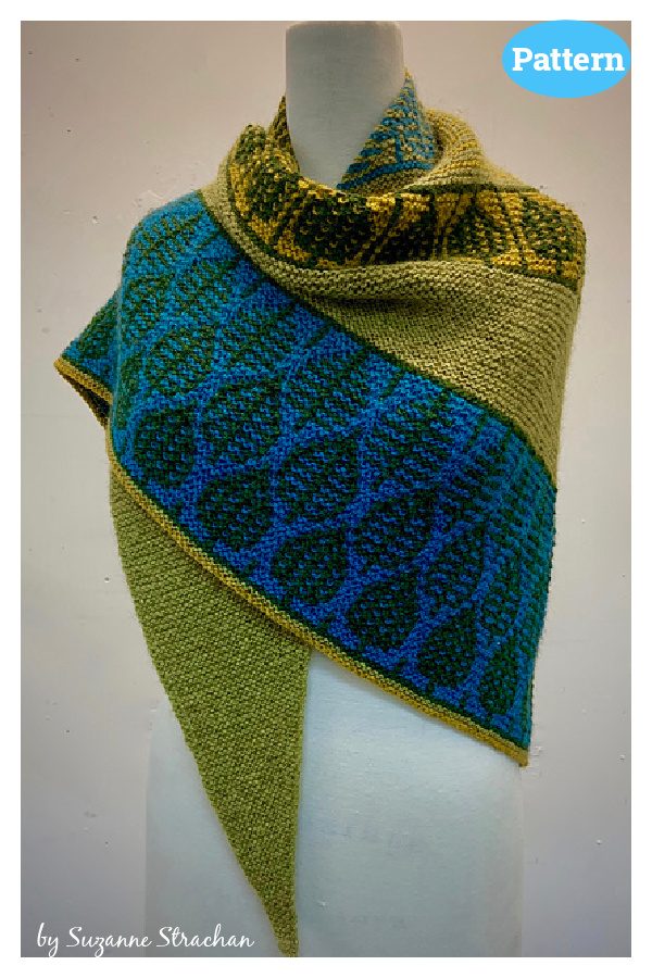 Cusp of Spring Mosaic Sideways Shawl Knitting Pattern