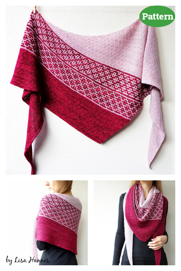 Emiliana Mosaic Sideways Shawl Knitting Pattern