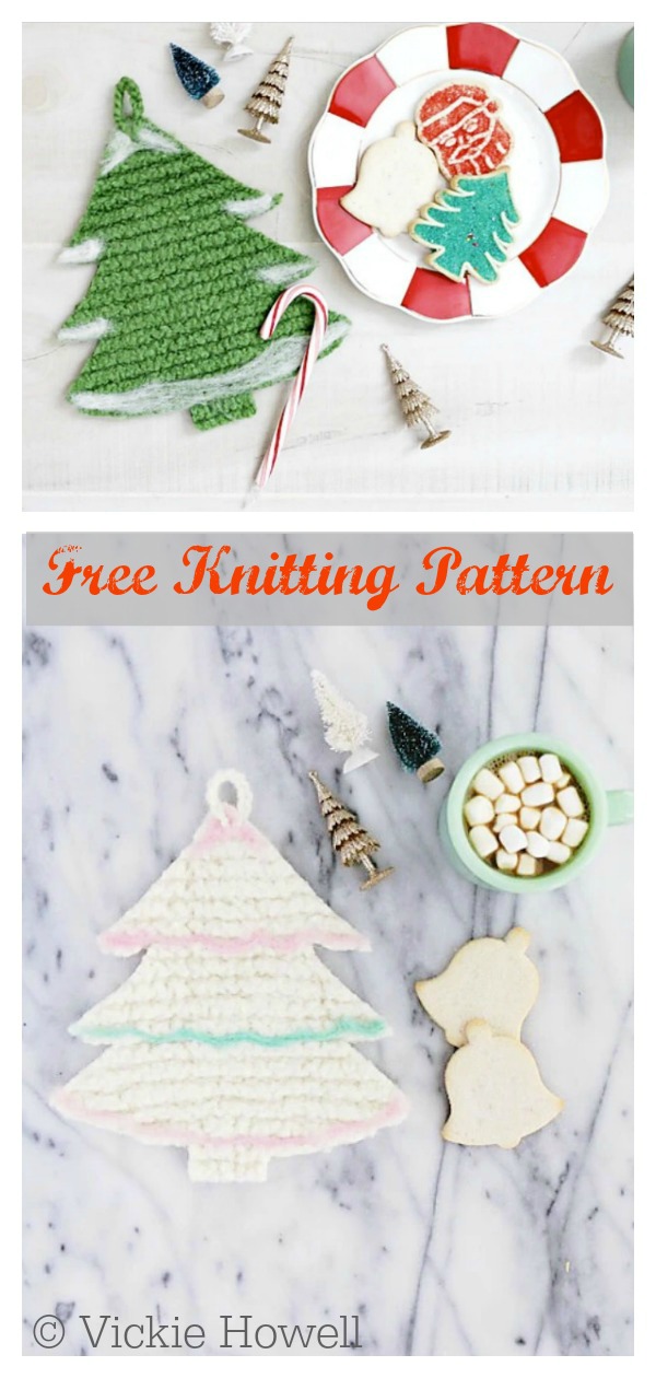 Felted Christmas Tree Potholder Free Knitting Pattern
