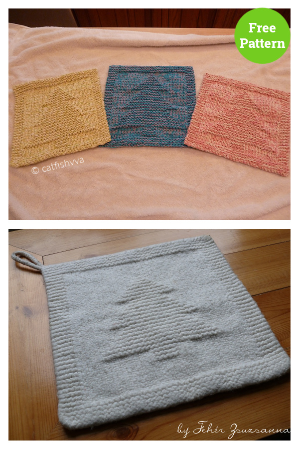 Felted Potholder Xmas Tree Free Knitting Pattern