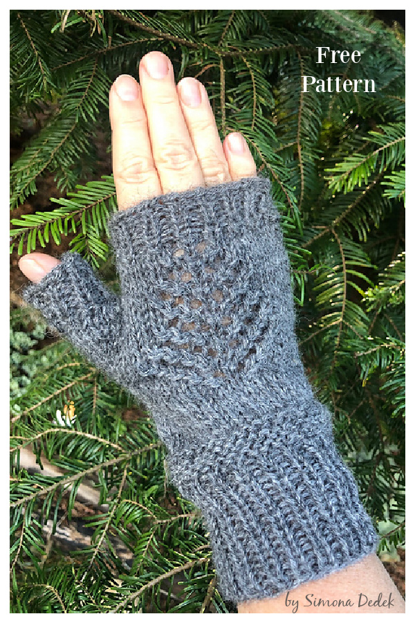 Lace Tree Wrist Warmers Free Knitting Pattern
