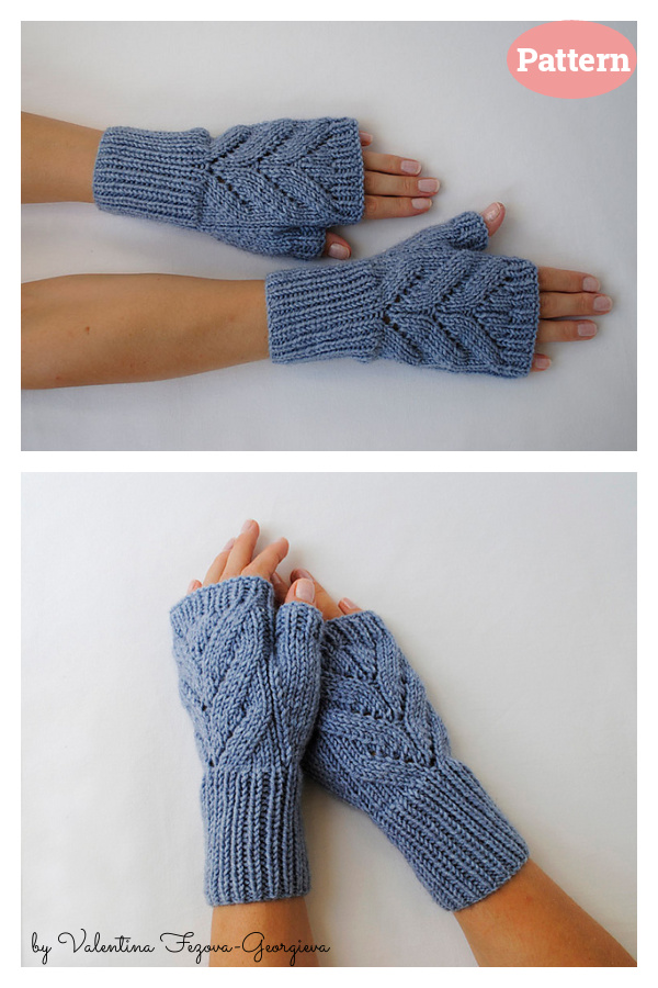 Leaves Fingerless Gloves Knitting Pattern