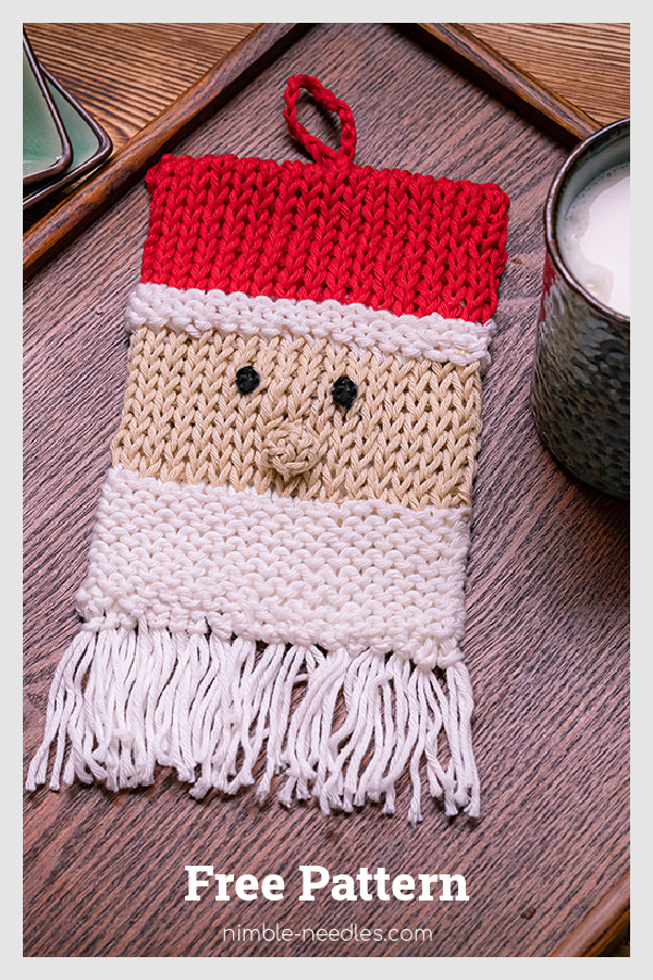 Santa Claus Potholder Free Knitting Pattern