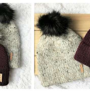 Simple Double Brim Beanie Hat Free Knitting Pattern