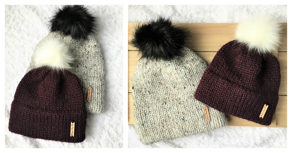 Simple Double Brim Beanie Hat Free Knitting Pattern