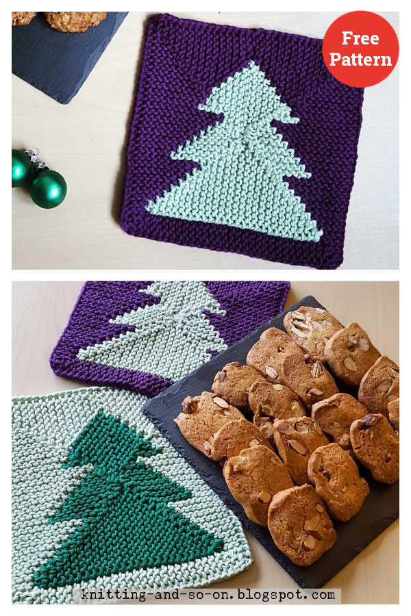 Tannenbäumchen Potholder Free Knitting Pattern