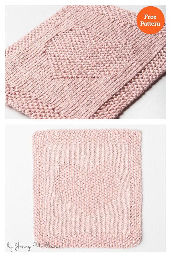 Heart Baby Cloth or Blanket Blocks Free Knitting Pattern