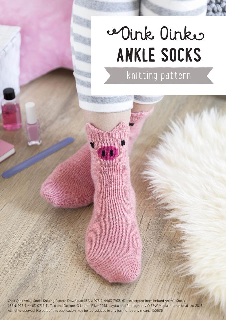 Oink Oink Ankle Pig Socks Knitting Pattern