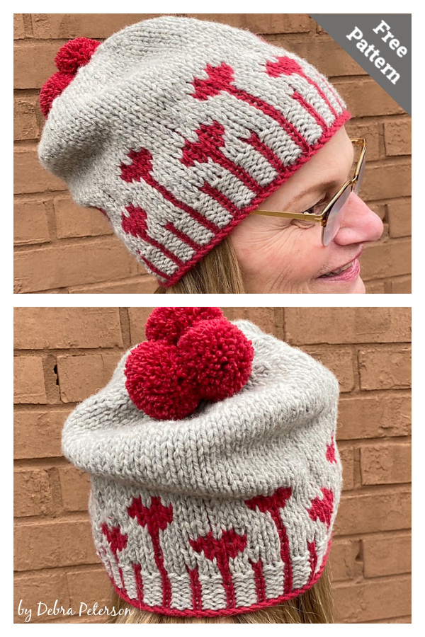 Blooming Hearts Hat Free Knitting Pattern 