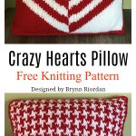 Crazy Hearts Pillow Free Knitting Pattern