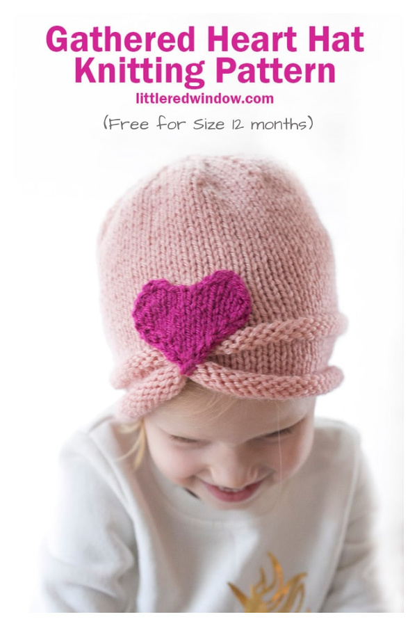 Gathered Heart Hat Free Knitting Pattern 