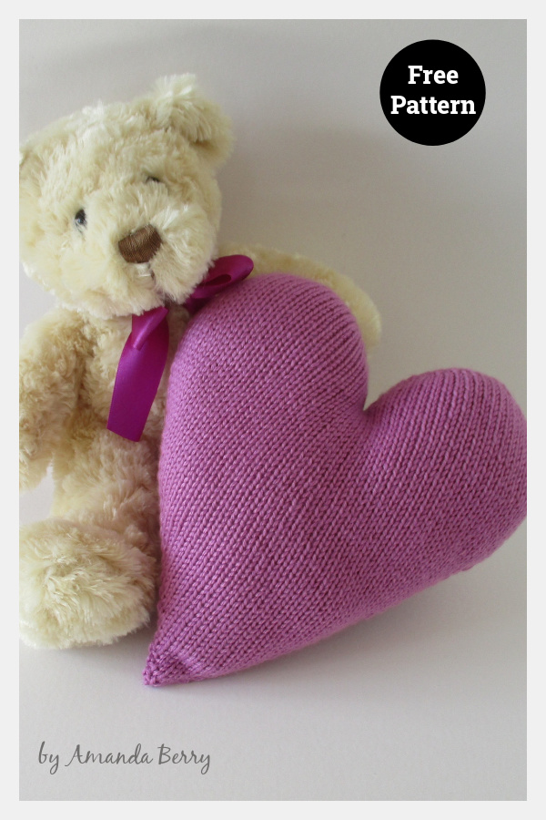 Heart Cushion Free Knitting Pattern 