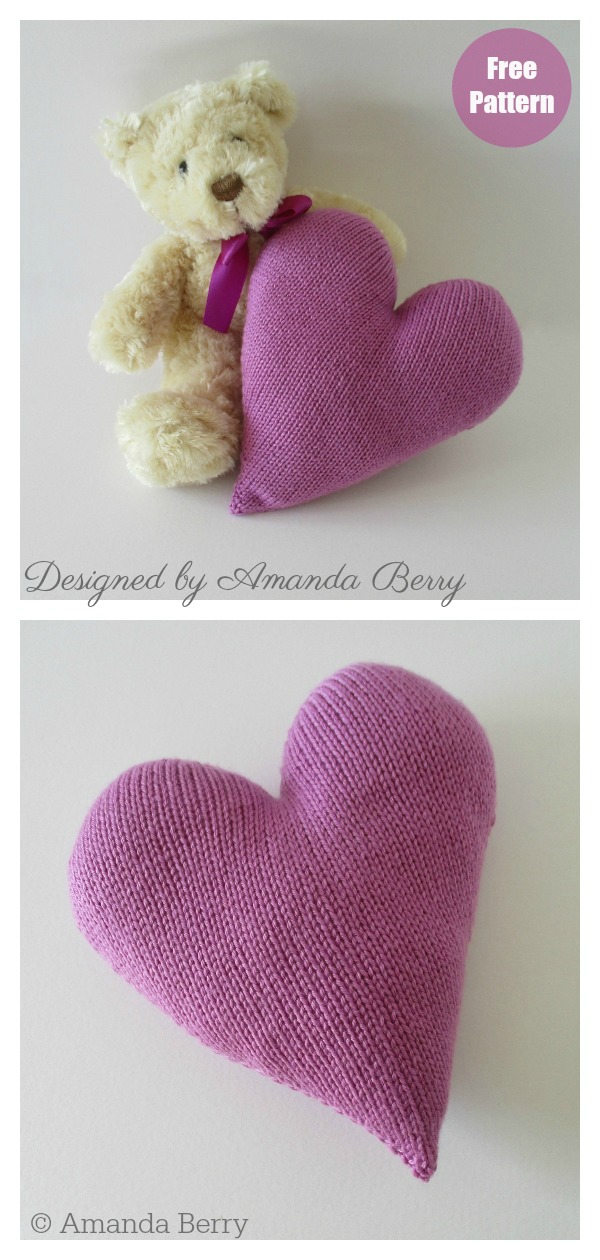 Heart Cushion Free Knitting Pattern