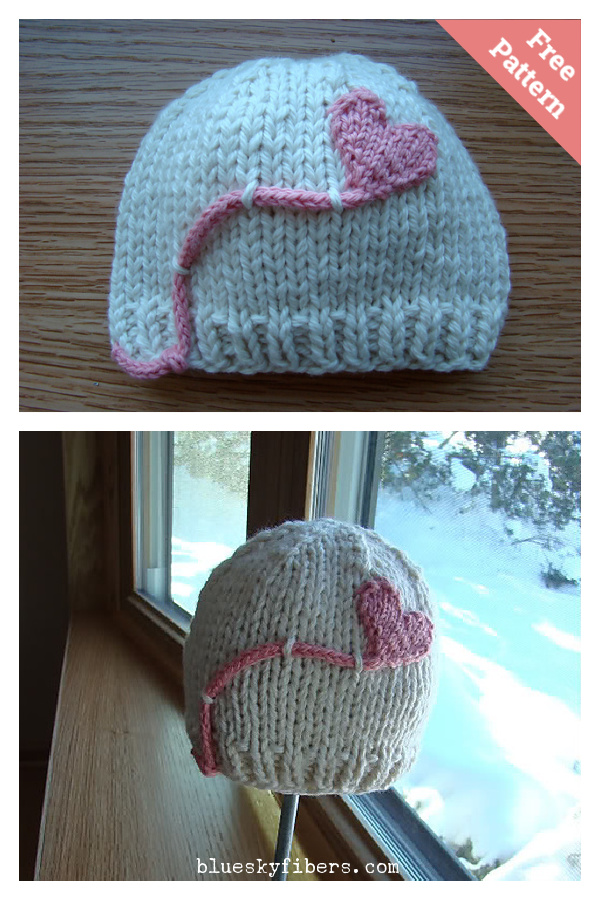 Heart on a String Hat Free Knitting Pattern 