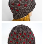 Hearts Checkered Hat Free Knitting Pattern