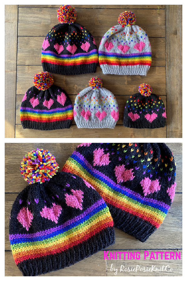 Love in Technicolor Beanie Hat Knitting Pattern