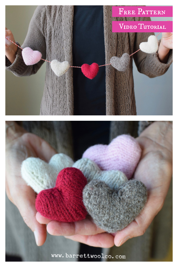 Mini Heart Free Knitting Pattern
