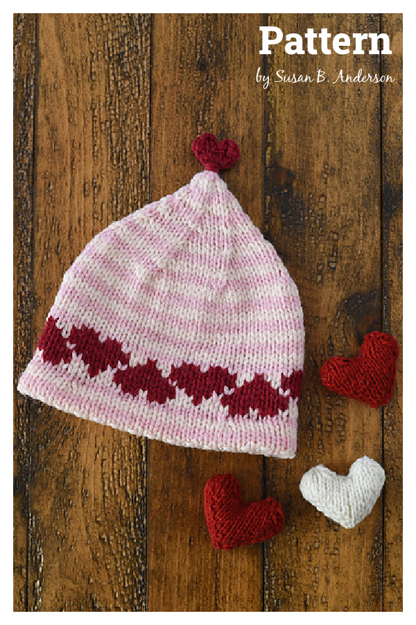Love and Hearts Hat Knitting Pattern