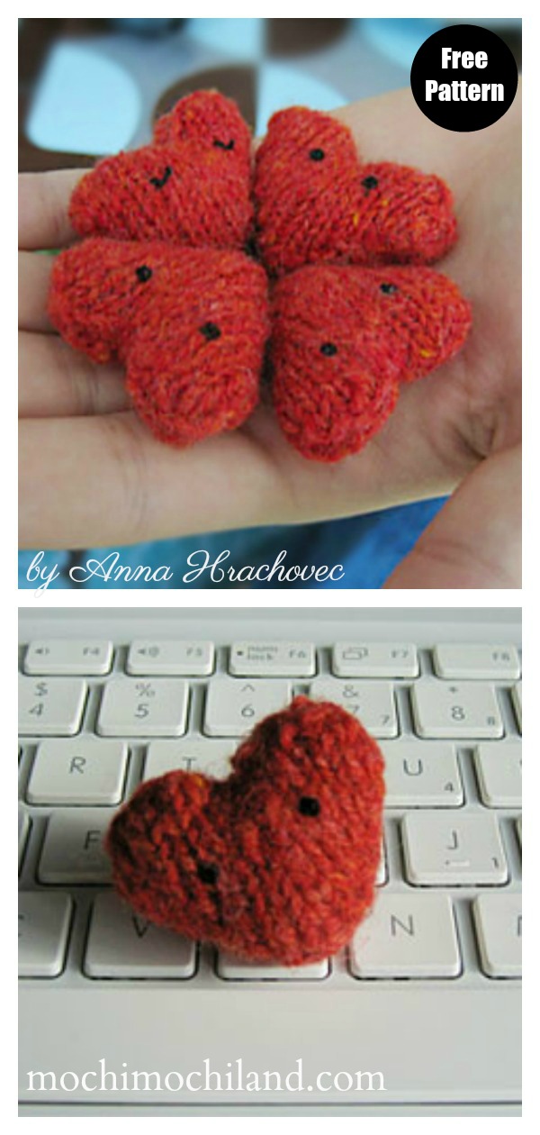 Mini Heart Free Knitting Pattern 