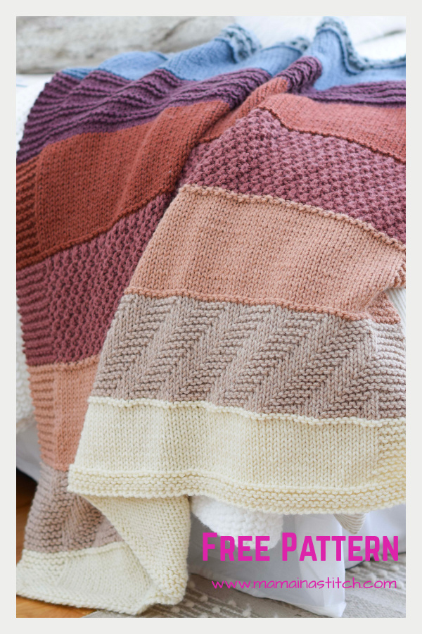Rocky Mountain Sampler Blanket Free Knitting Pattern