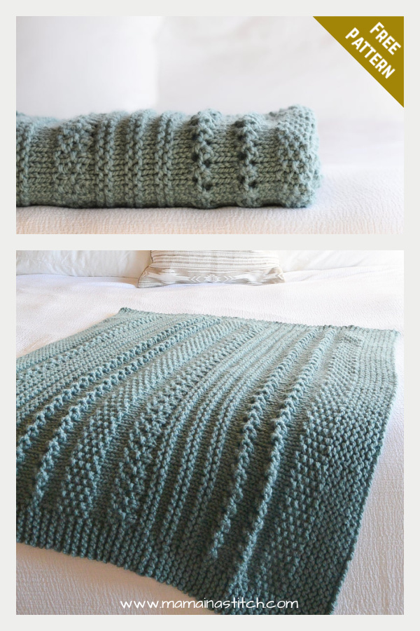Sampler Chunky Blanket Free Knitting Pattern