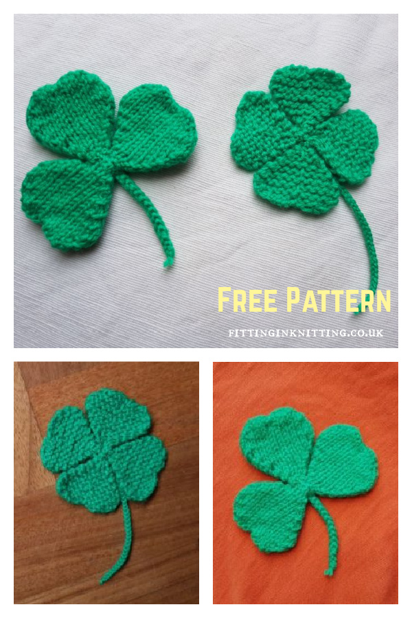 Shamrock and Four Leaf Clover Free Knitting Pattern
