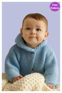 8 Garter Stitch Hooded Baby Jacket Knitting Patterns