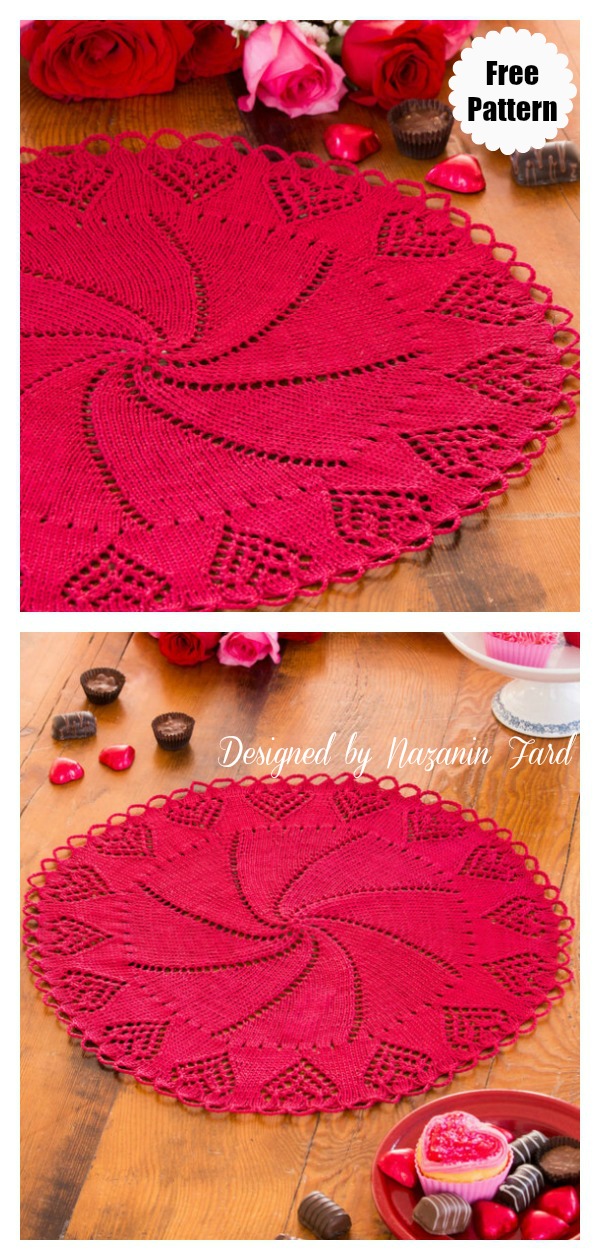 Valentine Heart Doily Free Knitting Pattern