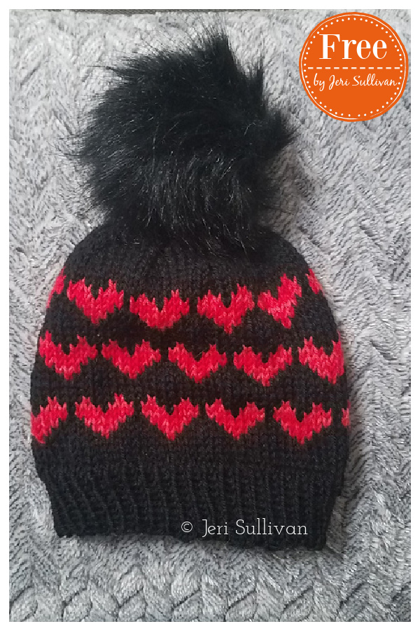 Valentine's Day Beanie Free Knitting Pattern