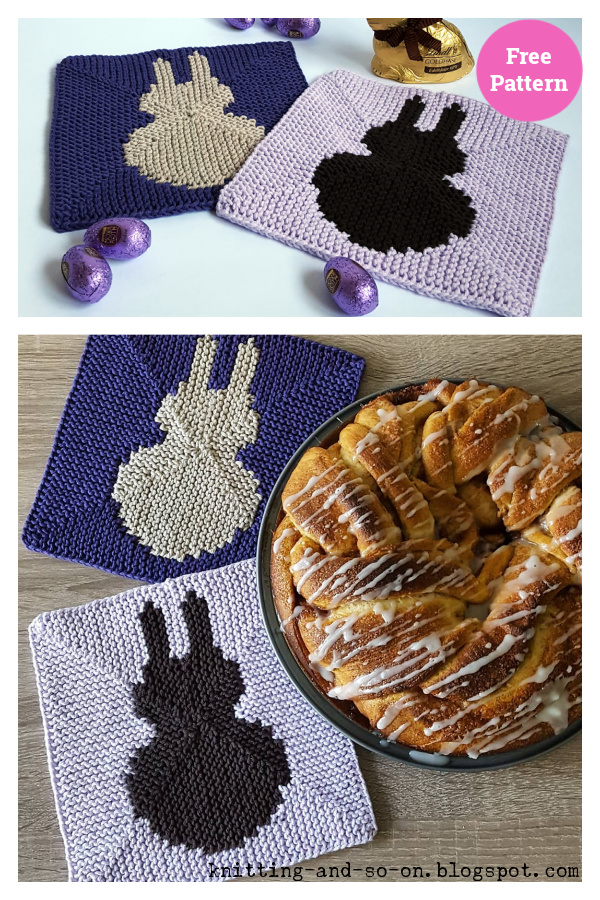 Easter Bunny Potholder Free Knitting Pattern