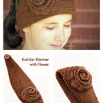 Easy Head Wrap with Flower Free Knitting Pattern