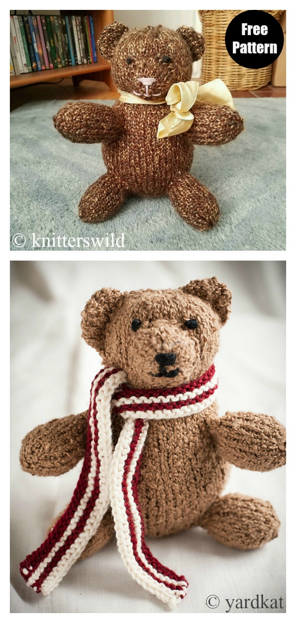 Einfaches kostenloses Strickmuster für Teddybären