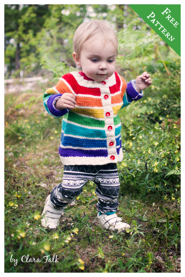 Rainbow Cardigan Free Knitting Pattern