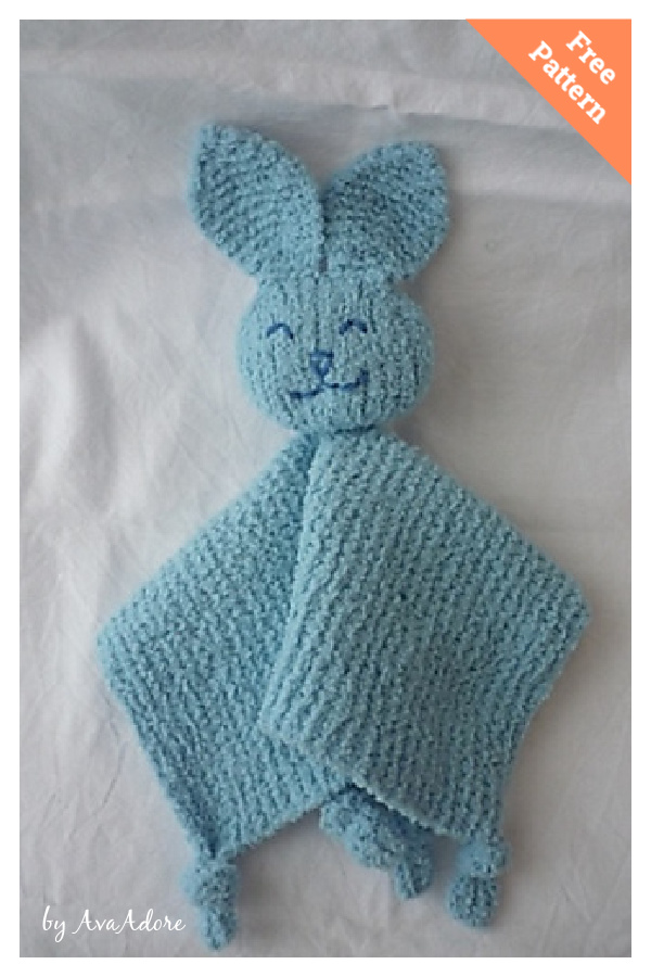 Baby’s Best Friend Bunny Lovey Blanket Free Knitting Pattern