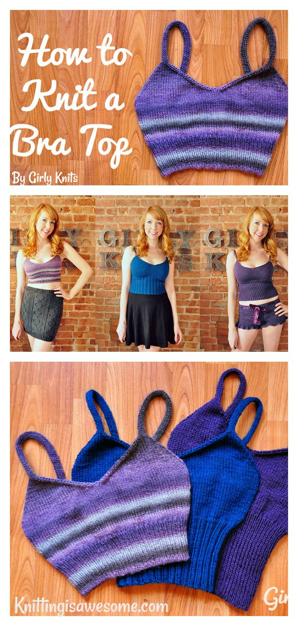 Bra Top Free Knitting Pattern and Video Tutorial