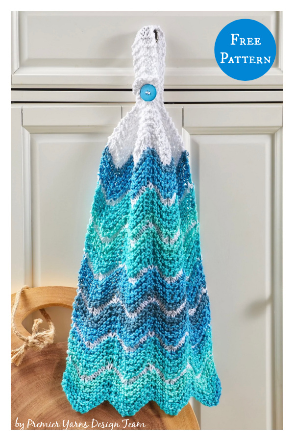 Chevron Striped Kitchen Towel Free Knitting Pattern
