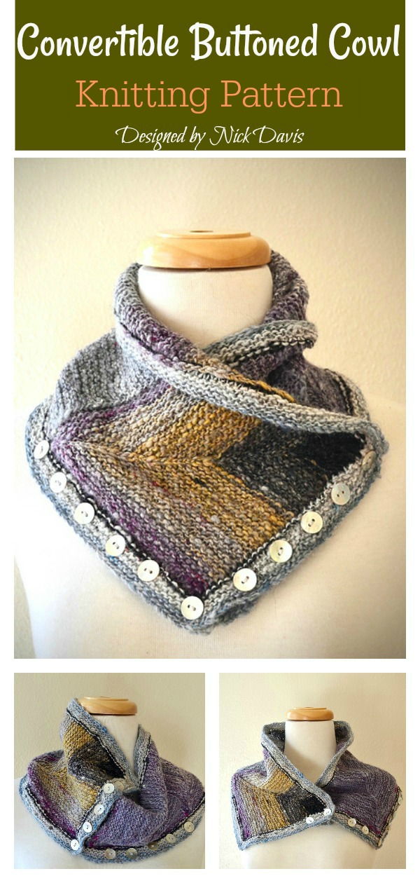 Convertible Buttoned Cowl Knitting Pattern