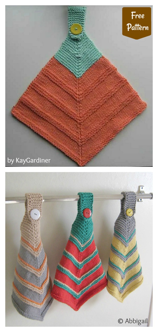 Mitered Hanging Dish Towel Free Knitting Pattern