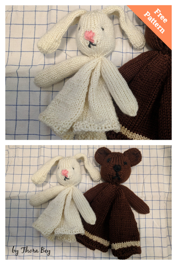 Rabbit and Bear Lovie Free Knitting Pattern
