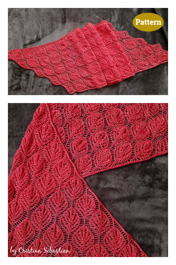 Red Leaf Vines Leaf Lace Shawl Knitting Pattern