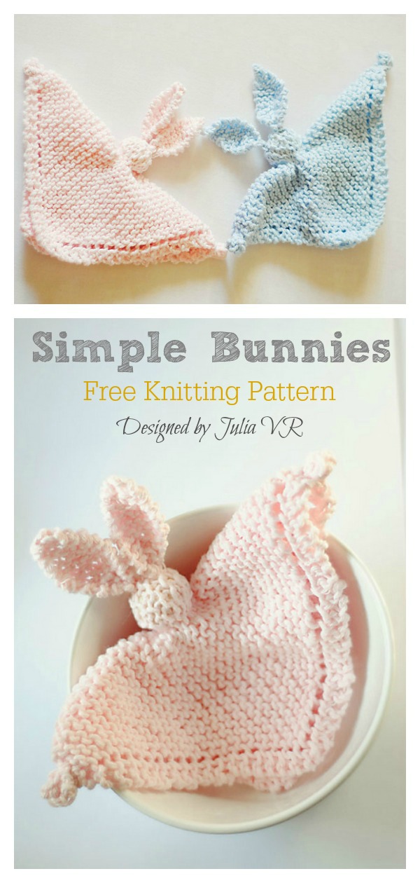 Simple Bunny Lovey Blanket Free Knitting Pattern