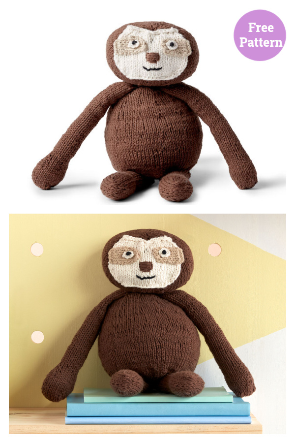 Sloth Toy Free Knitting Pattern