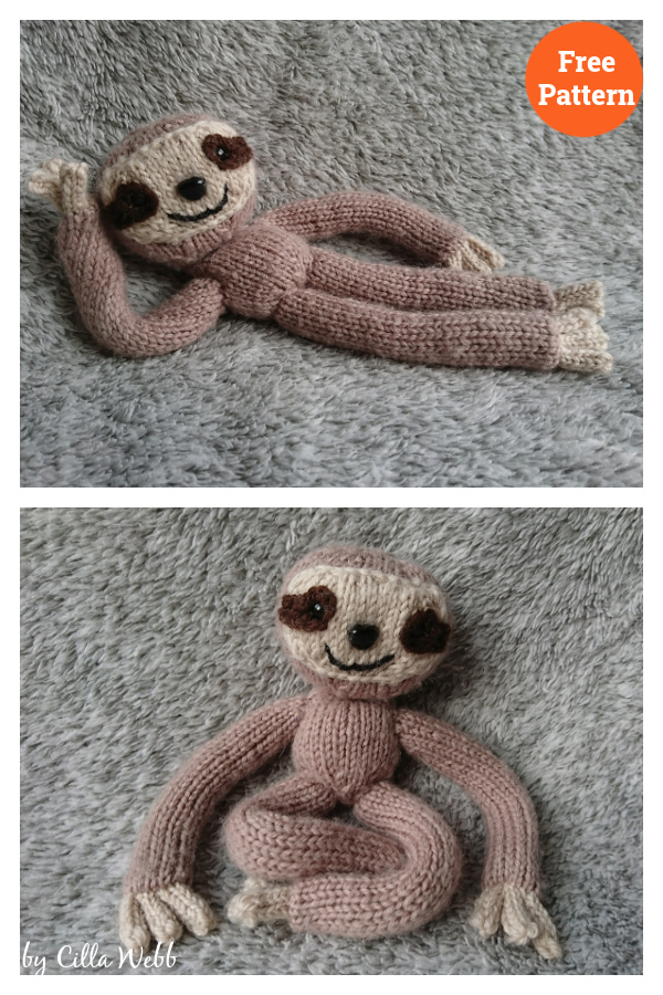 Stevie Sloth Free Knitting Pattern