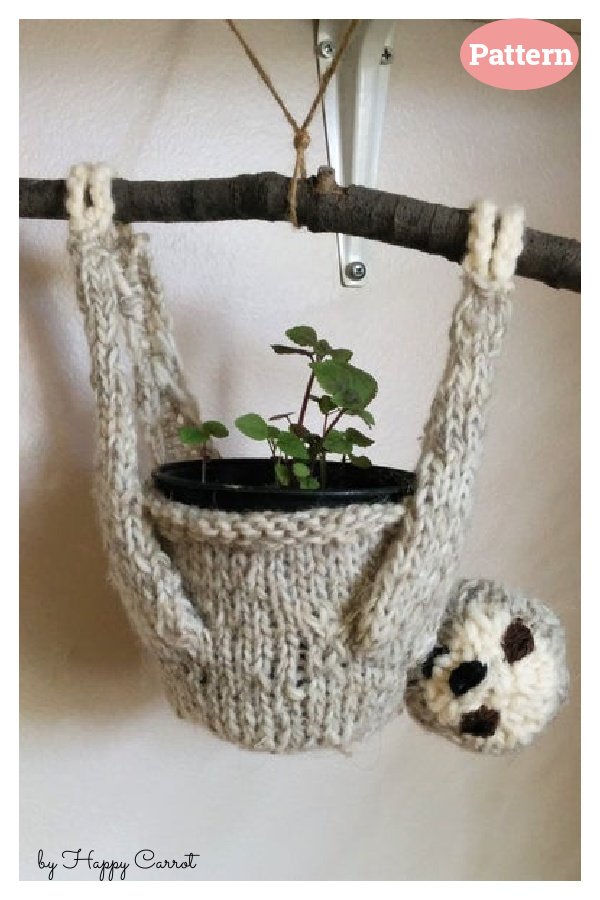 Sylvia the Sloth Plant Hanger Knitting Pattern 